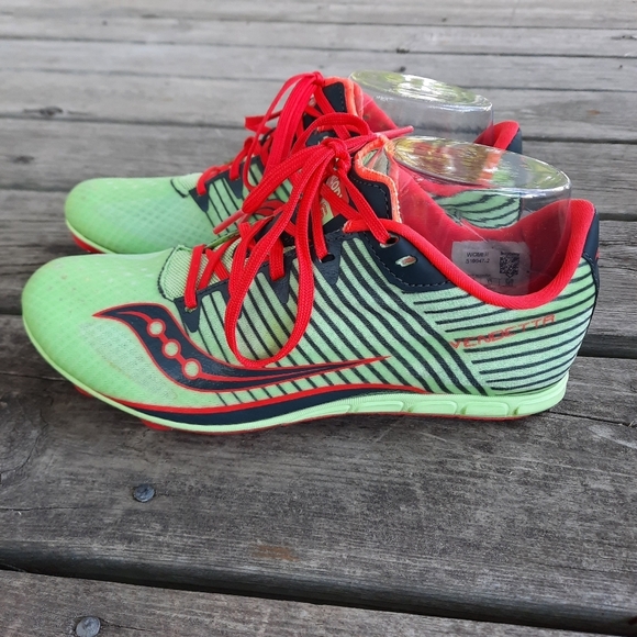 Saucony Racing Vendetta 2 Track & Field Red/Green Spike Shoes S19047-2 Size 7.5 - Picture 7 of 16
